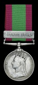 Afghanistan 1878-80, 1 clasp, Ahmed Khel (Sepoy Kunbeer Khulas 3rd. Goorkha Regt.) naming worn in parts, suspension...