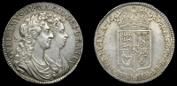 William and Mary (1688-1694), Halfcrown, 1689, first shield, caul and interior frosted, no pearls, edge primo (ESC...