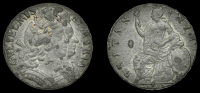 William and Mary (1688-1694), Halfpenny, 1692 (BMC 576; S 3449). Copper plug; some corrosion spots, otherwise about...