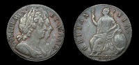 William and Mary (1688-1694), Halfpenny, 1694 (BMC 602; S 3452). Some slight surface pitting, otherwise about very...