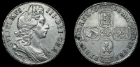 William III (1694-1702), Halfcrown, 1696c, large shields, early harp, edge octavo (ESC 1065 [525]; S 3483). Small...