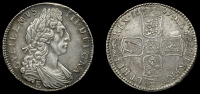 William III (1694-1702), Halfcrown, 1697e, large shields, late harp, edge nono (ESC 1074 [547]; S 3490). Patches of...