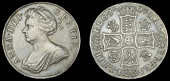 Anne (1702-1714), Crown, 1707, first bust, roses and plumes, edge sexto (ESC 1343 [102]; S 3578). Some surface...
