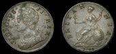 George II (1727-1760), Halfpenny, 1744 (BMC 874; S 3718). Extremely fine, but verdigris patches on obverse	 £80-100