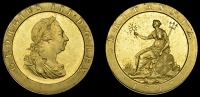 George III (1760-1820), Pre-1816 issues, Proof Penny, 1797 (late Soho), in gilt-copper, edge plain, 29.04g/6h (BMC...