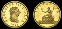 George III (1760-1820), Pre-1816 issues, Proof Halfpenny, 1806 (late Soho), in gilt-copper, edge centre-grained,...