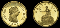 George III (1760-1820), Pre-1816 issues, Proof Farthing, 1806 (early Soho), in gilt-copper, edge centre-grained,...