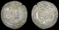 James I (1603-1625), Third coinage, Shilling, mm. lis, sixth bust, plume above shield, 5.88g/12h (N 2125; S 2669)....
