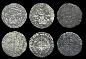 Henry VI (First reign, 1422-1461), Rosette-Mascle issue, Groats (3), all Calais, mm. crosses II/V, various minor...