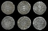 Henry VI (First reign, 1422-1461), Pinecone-Mascle issue, Halfgroats (3), all Calais, mm. crosses IIIb/V, nine arcs...