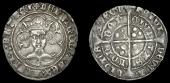 Henry VI (First reign, 1422-1461), Leaf-Pellet issue [C], Groat, London, mm. cross IIIb on obv. only, leaf on neck,...