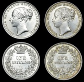 Victoria (1837-1901), Shillings (2), 1842, 1844 (ESC 2987, 2990 [1288, 1291]; S 3904) [2]. Extremely fine or better	...