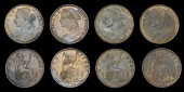 Victoria (1837-1901), Pennies (4), 1884, 1885, 1891, 1892 (F 119, 121, 132, 134; BMC 1733, 1735, 1744, 1746; S 3954)...