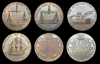 Gloucestershire, Badminton, Kempson’s mule Halfpence (3), ship, rev. scales 1795-96, 10.02g/6h (DH 36); plough,...