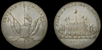 Hampshire, Gosport, Thomas Wood, Jacobs’ mule Penny, 1798, from the same obv. die as previous, rev. floating raft,...