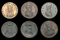 Hampshire, County series, Naval Farthings (6), bust of Lord Bridport, rev. naval crown, 3.46g/6h (DH 97); bust of...