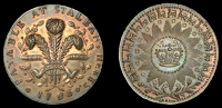 Hertfordshire, St Albans, Denton’s Halfpenny, 1796, Prince of Wales’ feathers, rev. crown within irradiated...