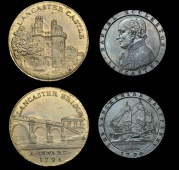 Lancashire, Lancaster, Daniel Eccleston, Halfpenny, 1794, 10.63g/6h (DH 58); Abraham Seward, Penny, 1794, 28.89g/12h...