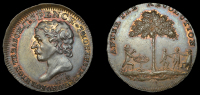 London, Spence’s Halfpenny, 7.40g/12h (DH 676); mule Halfpence (3), bust left, revs. caduceus, 12.14g/6h (DH 679),...