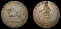 London, Spence’s mule Halfpence (3), dog (2), revs. Highlander, 12.50g/5h (DH 753), boys at turnstile, 10.42g/6h...
