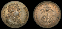 London, Spence’s mule Halfpence (4), bust of Charles Fox right, revs. Indian, 12.65g/6h (DH 765), Cain slaying...