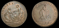 Middlesex, Chelsea, issuer uncertain, Halfpenny, 1795, sailor presenting petition to Britannia, rev. Hope leaning on...
