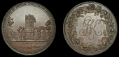 Yorkshire, Ripon, Kempson’s Penny, view of the ruins of Fountains Abbey, rev. jk cypher within wreath of flowers,...