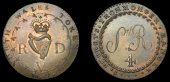 Carnarvonshire, Bangor, Seth Roberts, Skidmore’s Halfpenny, 1797, crowned harp dividing rd, v below, all within...