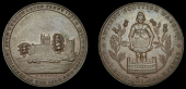 Kinross-shire, Loch Leven, James Wright Jr, Kempson’s Penny, 1797, castle remains, trees in front and figure at...