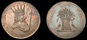 Munster (Co Clare, Cork, Kerry, etc), Prattent’s mule Halfpenny, bust of Bryen Boiromhe, rev. wheatsheaf and...