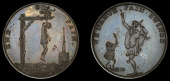 Unlocalised issues, Taylor’s Halfpenny for William Till, man hanging from gallows, demon seated on top bar smoking...