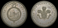 Gloucestershire, Bristol, issuer uncertain, Bristol and South Wales, Halliday’s Penny, 1811, arms within Garter,...