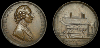 50th Birthday of Joseph Priestley, 1783, a copper medal by J.G. Hancock, bust right, rev. scientific apparatus on a...