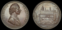 50th Birthday of Joseph Priestley, 1783, a copper medal by J.G. Hancock, from the same obv. die as previous, rev....