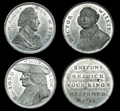 Lord Thurlow, 1789, a white metal medal by C. James and T. Wyon Jr, bust left in cocked hat, rev. bust of William...