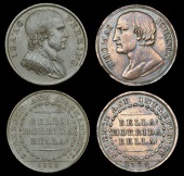 Prize Fighting Ring, Banbury, 1789, copper medals (2), unsigned, bust of Thomas Johnson left, rev. strength and...
