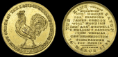 Trial of Daniel Eaton, 1794, a gilt-copper medal for the London Corresponding Society, unsigned, cock standing left,...