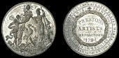 Preston’s Artists’ Repository, Liverpool, 1794, a white metal medal by T. Wyon, city arms and supporters, rev....