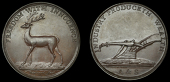 LONDON, Buck Society, copper, by J. Westwood, deer standing left, tail pointing downwards, rev. plough, industry...