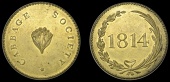 London, Cabbage Society, 1814, brass, cauliflower and legend, rev. date in wreath, edge thread-milled, 38mm,...