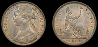 Victoria (1837-1901), Penny, 1861, dies Jg, no signature either side, convex shield (Gouby N; F 33; BMC 1646; S...