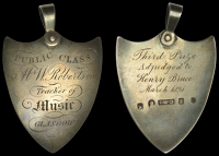 LANARKSHIRE, Glasgow, Mr W. Robertson, Teacher of Music, a convex silver shield award by D. McDonald, engraved...