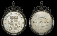 LANARKSHIRE, Glasgow, Partick Academy, an engraved silver award medal, shield, named (Partick Academy, Session...