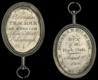 MIDLOTHIAN, Edinburgh, J. Douglas, Teacher of English, an oval engraved silver award medal, un-named, engraved...