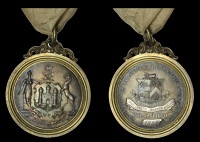 MIDLOTHIAN, Edinburgh, Edinburgh High School, The MacDonald Medal, a silver award with gilt border, formed of two...