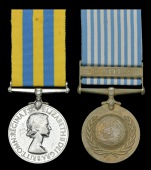 Pair: Rifleman V. Dean, Royal Ulster Rifles, who was wounded in action at the Battle of Imjin River, 22-25 April...