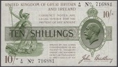 Treasury Series, John Bradbury, 10 Shillings, 22 October 1918, serial number A/15 716881, central crease, thus...