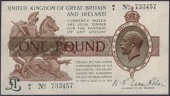 Treasury Series, Warren Fisher, £1, 30 September 1919, serial number M/8 733457, lovely embossed serial numbers and...