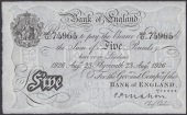 Bank of England, Cyril P. Mahon, £5, Plymouth, 23 August 1926, serial number 307/U 75965, lightly pressed but a...