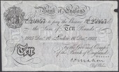 Bank of England, Cyril P. Mahon, £10, London, 16 December 1925, serial number 099/L 25957, pressed, with tear at...